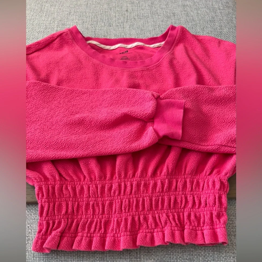 Anthropologie Meave Pink Smocked-Waist Long-Sleeve Top - Picture 5 of 7